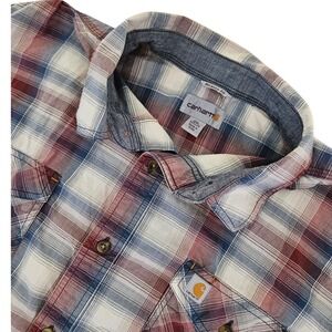 Carhartt Plaid Button Up Shirt Men's 2XL Short Sleeve Workwear Western Outdoor